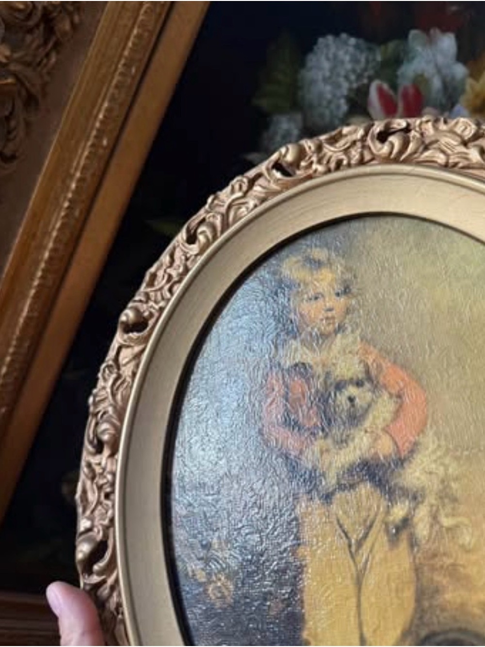 Vintage wood frame with textured print - Picture 3 of 6